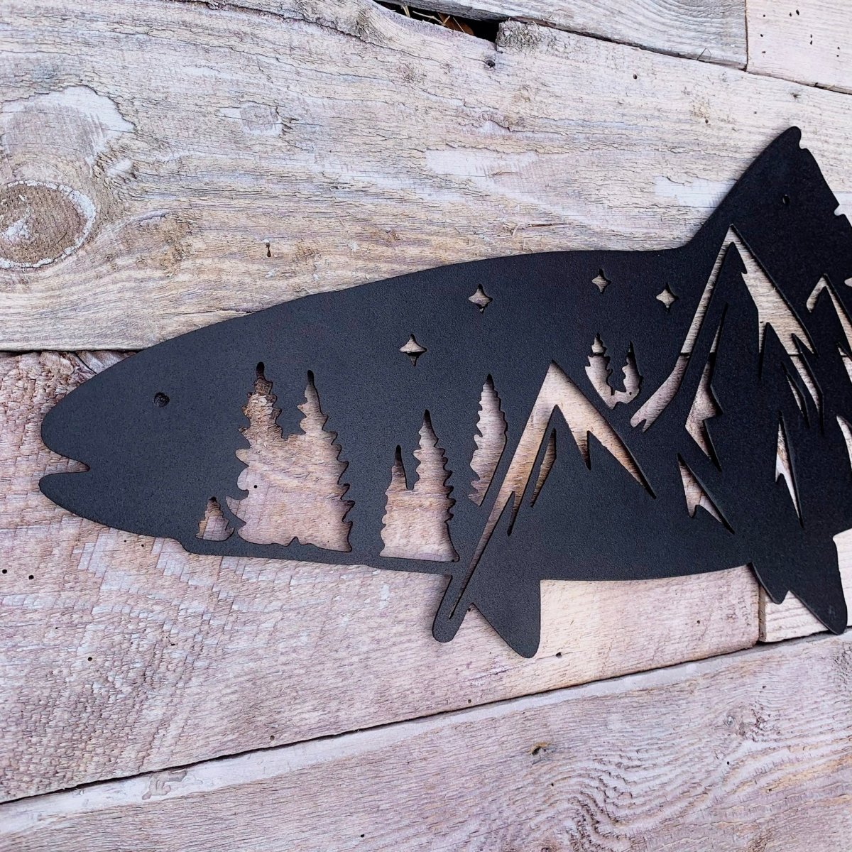 Trout Mountain Scene Sign - The Iron Hutch