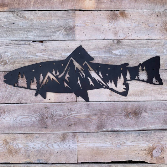 Trout Mountain Scene Sign - The Iron Hutch